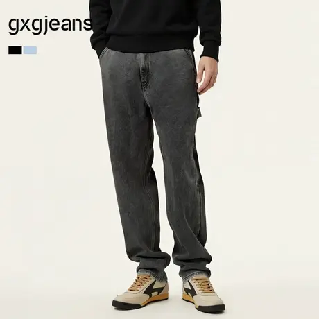 gxg.jeans男装 多色时尚多口袋水洗宽松直筒牛仔长裤男25春秋新品商品大图