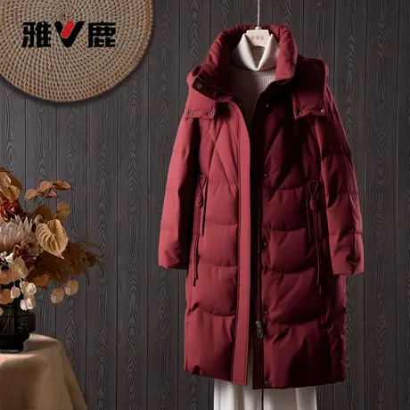 2025雅鹿官方时尚冬季女款中长款可脱卸帽防寒保暖加厚羽绒服外套商品大图