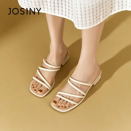 卓诗尼拖鞋女夏外穿2024新款仙女风气质高级感办公室粗跟一字凉拖图片