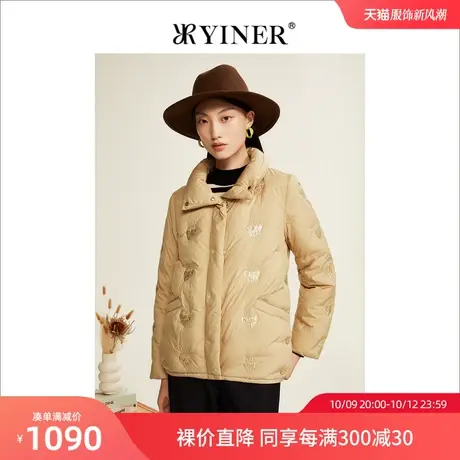 YINER音儿女装2022冬季新款衬衫式短款羽绒服商品大图