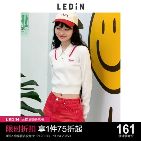 乐町翻领短上衣女早秋新款毛衣针织衫C5EEC3D05图片