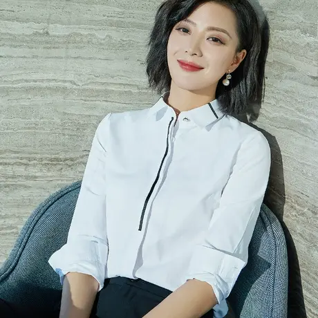 白色衬衫女长袖职业2023春装新款气质工装上衣正装工作服面试衬衣图片