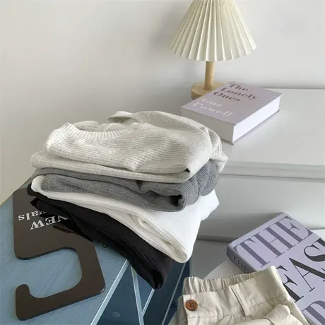 螺纹棉长袖圆领打底衫女秋冬内搭修身显瘦气质基础款韩版上衣打底商品大图