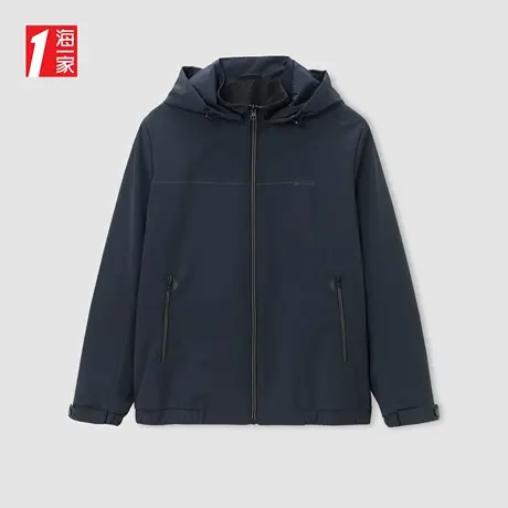 海一家休闲连帽外套2023秋季新款简约大方有型中年日常男士夹克商品大图