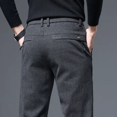 春秋款毛呢西裤男士直筒宽松休闲长裤子男裤商务秋冬季爸爸西装裤商品大图