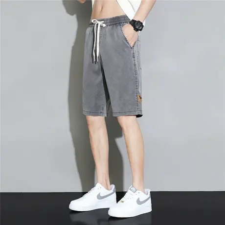 夏天休闲短裤男生夏季薄款宽松沙滩马裤冰丝中裤男士运动五分裤子商品大图