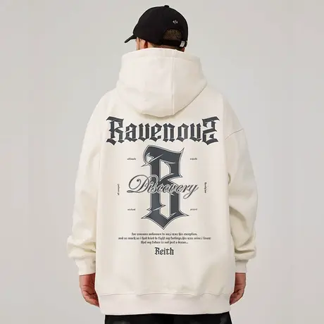 2025新款美式潮牌胖子男装连帽宽松加肥加大码卫衣春秋款男生外套商品大图