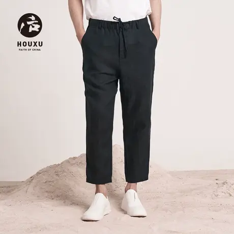 后序【纯亚麻系列】新中式亚麻七分裤男直筒松紧腰麻料中国风裤子商品大图