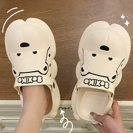 洞洞鞋凉鞋女夏季可爱小熊室内外穿踩屎感防滑厚底两穿包头凉拖鞋商品大图