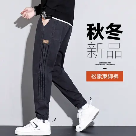 秋冬款工装休闲裤男士束脚宽松侧边条纹潮牌男裤子冬季秋季春秋款商品大图