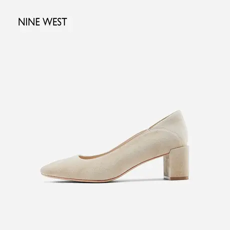 Nine West/玖熙粗跟单鞋2024年春季新款百搭中跟不累脚工作高跟鞋图片