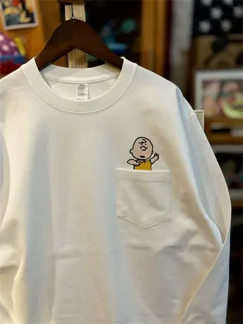 美式复古 vintage 口袋趣味布朗 古著感 纯棉重磅男女款长袖T恤商品大图