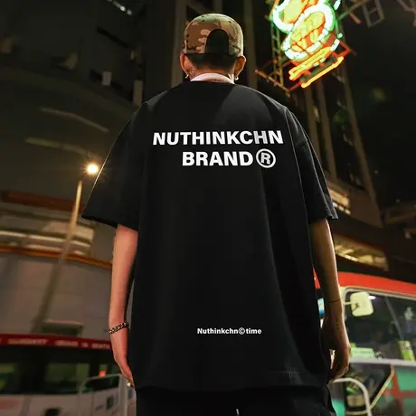 Nuthink街头美式男t恤潮牌欧美短袖潮流半袖夏季大码半截袖男款潮图片