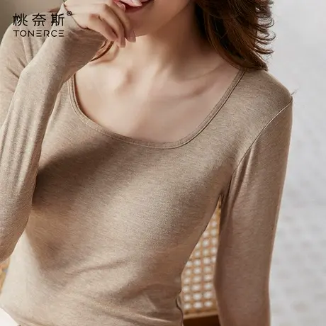 打底衫女秋冬内搭洋气带胸垫黑色百搭秋衣带胸罩长袖女上衣T恤图片