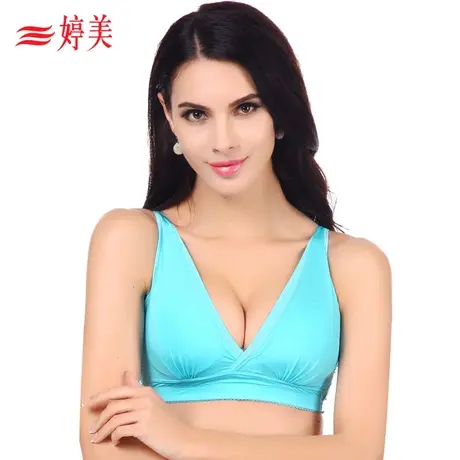 婷美正品薄款4D蕾丽尔交叉扭力无钢圈零束缚胸罩聚拢V型无痕文胸商品大图