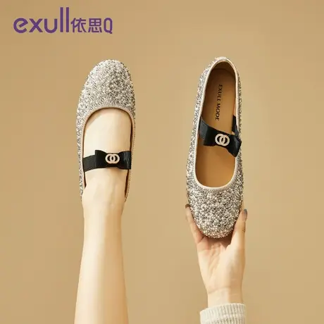 依思q气质浅口软底单鞋女2024年新款春秋法式复古平底玛丽珍女鞋商品大图