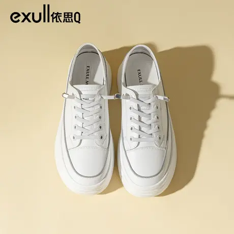 依思q内增高小白鞋女2024春季新款松糕百搭运动休闲鞋厚底帆布鞋图片