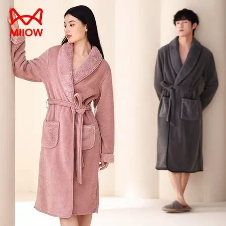猫人冬季情侣睡衣女三层夹棉加绒加厚保暖棉服可外穿家居服套装男图片