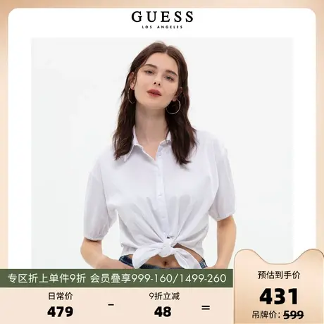 GUESS2023新款女士法式别致系带百搭收腰衬衫-W3GH71WE2Q0商品大图