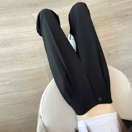 西装裤女秋季2023新款窄版阔腿裤高腰垂感显瘦小个子直筒休闲裤子图片