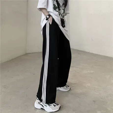 黑色阔腿裤女春秋夏季2023新款宽松直筒学生显瘦薄款休闲运动卫裤商品大图