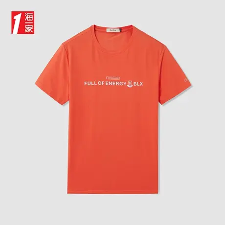 海一家活力运动短T新款字母印花青年舒适圆领短袖T恤男商品大图