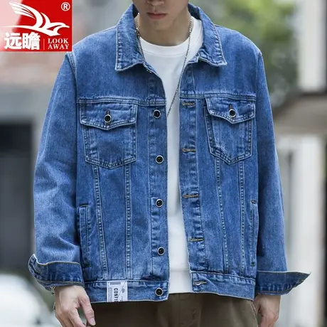 远瞻牛仔外套男士秋季潮牌休闲工装春秋款夹克上衣服男装2023新款商品大图
