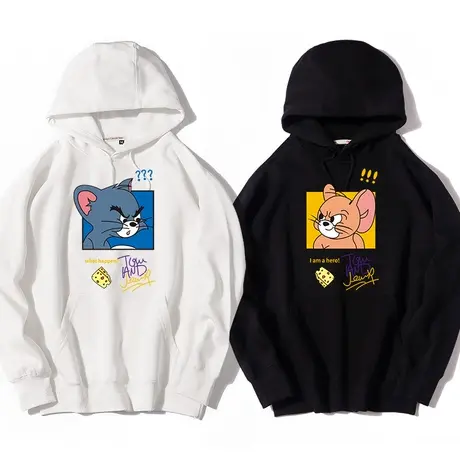 秀洛猫和老鼠联名卫衣男装秋冬季连帽加绒衣服潮牌卡通情侣装秋装商品大图