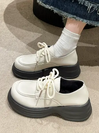 学院风小皮鞋2023新款英伦风黑色单鞋春秋增高法式鞋子乐福鞋女鞋商品大图