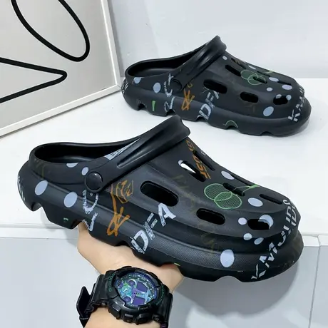 雨鞋男款水鞋夏季外穿踩屎感厨房防滑胶鞋户外防水鞋男士沙滩凉鞋商品大图