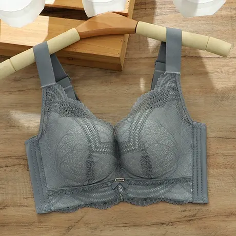 收副乳调整型内衣女小胸聚拢防下垂文胸无钢圈厚款蕾丝胸罩五排扣图片