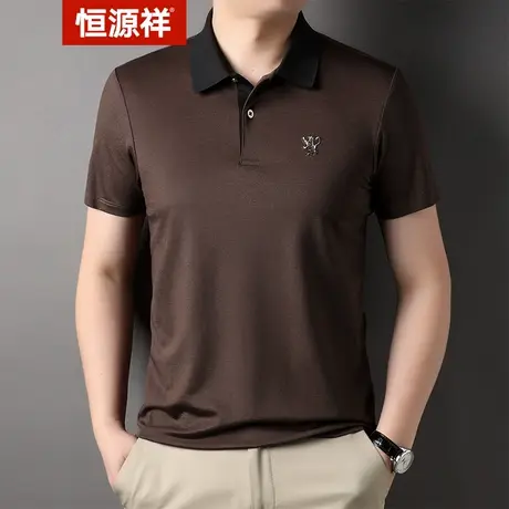 恒源祥polo衫男帅气色短袖男夏季新款中青年爸爸装修身纯色打底衫商品大图