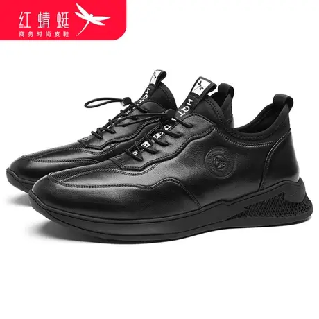 红蜻蜓男鞋2023新款春季真皮韩版休闲时尚皮鞋百搭厚底运动潮鞋子商品大图