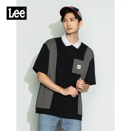 Lee商场同款22秋季新品舒适版黑色拼色Polo衫男LMT0037334DR-K11图片