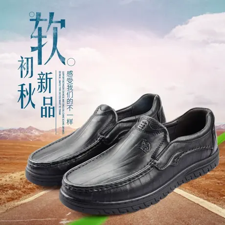 Camel/骆驼男鞋秋季牛皮日常商务休闲轻质舒适套脚皮鞋A203211654商品大图
