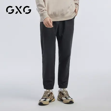 【特价】GXG男装 秋季黑色休闲宽松束脚运动长裤10B10200409商品大图