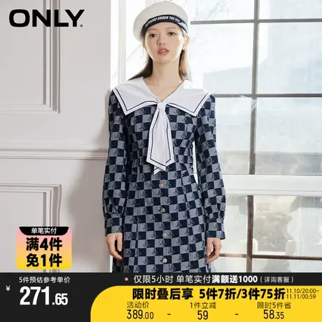 【买4免1】ONLY新款时尚潮流海军领泡泡袖短款连衣裙女|123142018图片