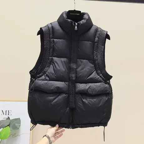 2023春秋冬装坎肩轻薄超软立领时尚大码宽松休闲韩版羽绒棉马甲女商品大图