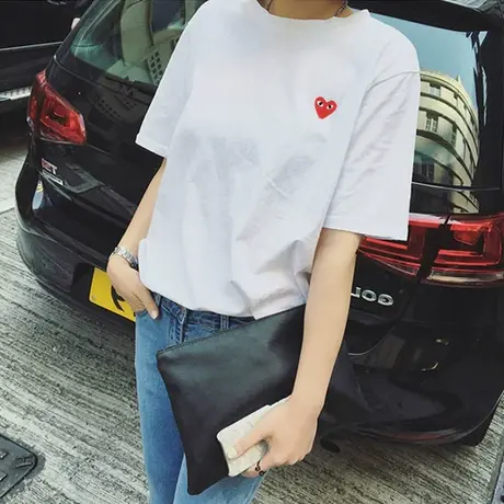 2023年夏季新款宽松情侣女装白色冰丝设计感上衣服别致短袖t恤潮图片