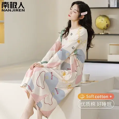 纯棉睡裙女春秋款女士性感夏季长袖孕妇清美睡衣女款2024新款春款商品大图