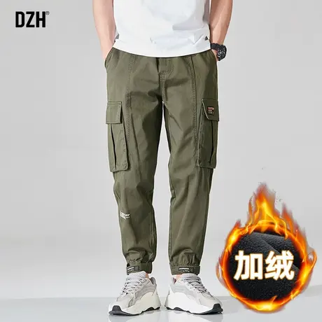 男士美式束脚工装裤男冬季加绒加厚潮牌男裤2023新款宽松裤子男款商品大图