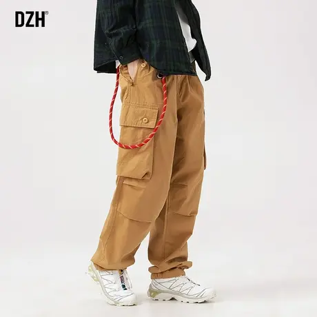 男士登山裤卡其色工装裤男美式复古裤子休闲裤男款直筒长裤冲锋裤图片