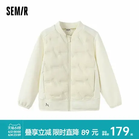 森马儿童羽绒服2024新款棒球领三防外套轻薄款冬装时尚拼接男童装图片