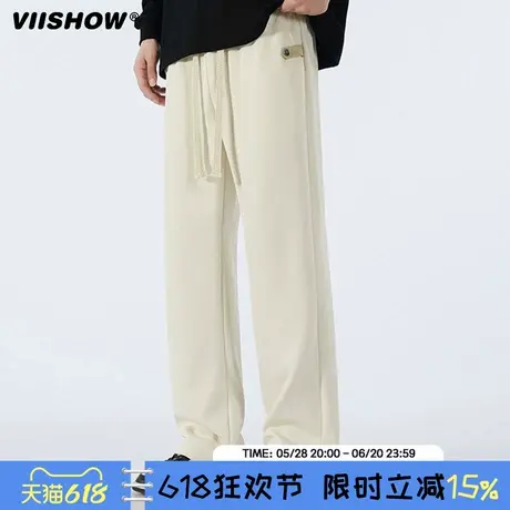 VIISHOW新款休闲垂感直筒裤男士潮牌百搭日系纯色阔腿裤美式长裤商品大图