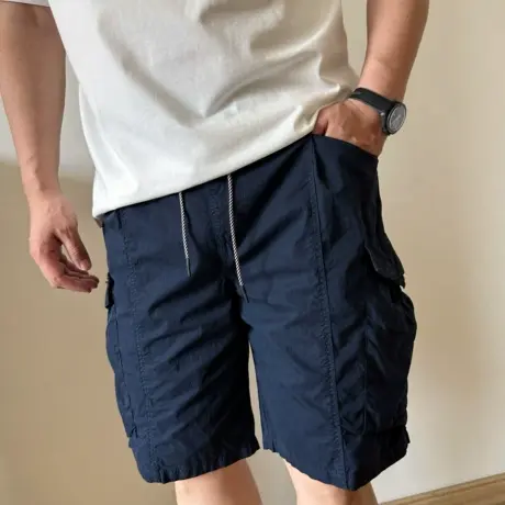 大依无忧夏季大码男装藏蓝棉布洗水胖子加肥加大男士休闲工装短裤图片