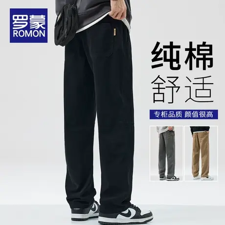 罗蒙休闲裤男士秋冬季2025新款宽松直筒阔腿裤子百搭运动工装长裤商品大图