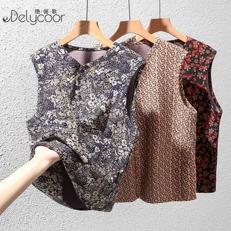 中老年人秋季马甲奶奶上衣马夹老年装秋冬碎花坎肩冬装妈妈装背心商品大图