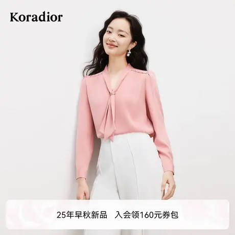 [多色款]Koradior珂莱蒂尔气质淑女风系带领设计感小衫衬衫上衣女图片