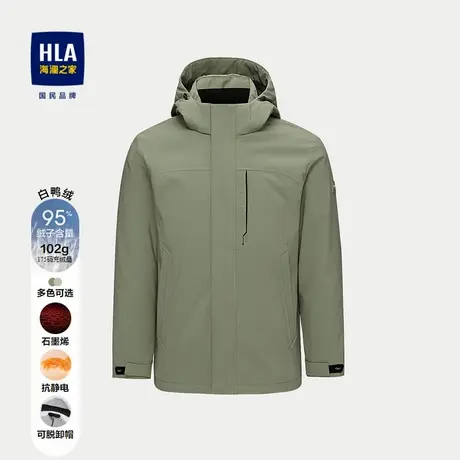 HLA/海澜之家石墨烯保暖羽绒服24秋冬新款工装鸭绒可脱卸帽外套男商品大图