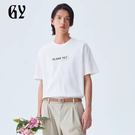 雅戈尔奥莱 GY男装夏季简约文字印花吸湿透气男士短袖商品大图